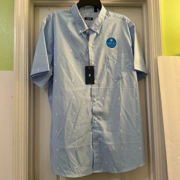 IZOD Advantage Performance Short Sleeve Button Down Shirt - Picture 1 of 7
